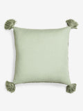 Sage green cushion with tassel trim 50x50cm (British brand)
