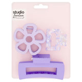 DNR Studio London Claw Clips 3 Pack Purple Hair Grips