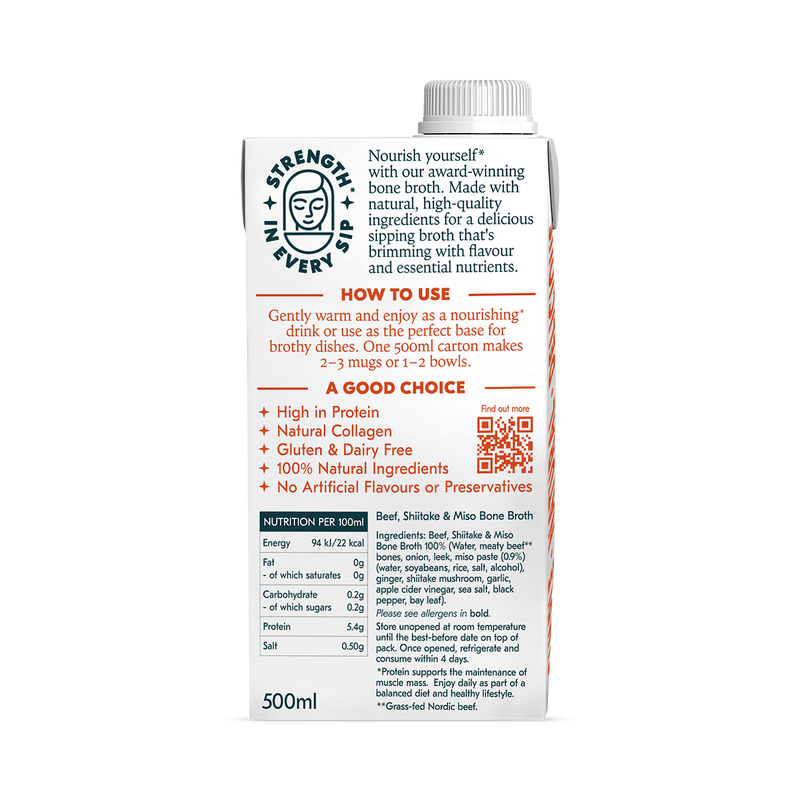 Freja beef bone broth with shiitake and miso 500ml (British brand)