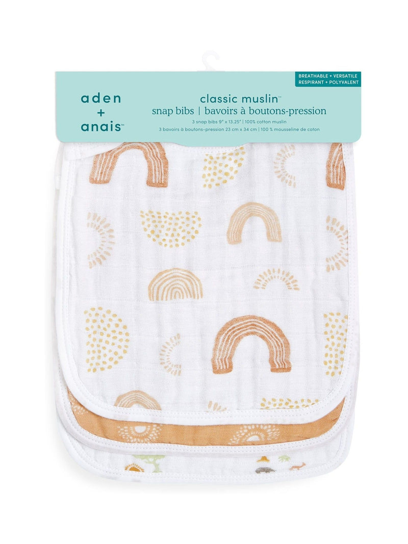 aden + anais cream cotton muslin snap bibs 3 pack - British product