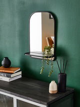 Next Black Small Shelf Wall Mirror in Matt Black Finish - Wall Mounted Mirror 45cm x 31cm- Buy online at McGrocer