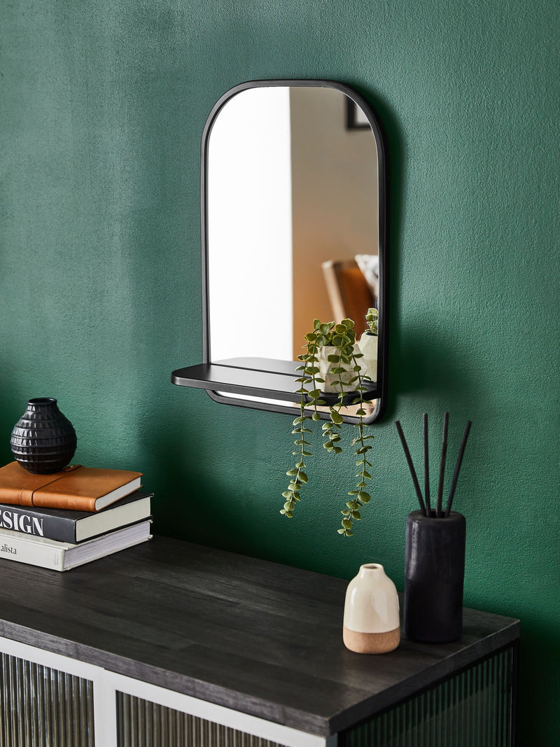 Black shelf wall mirror 45cm x 31cm - British product
