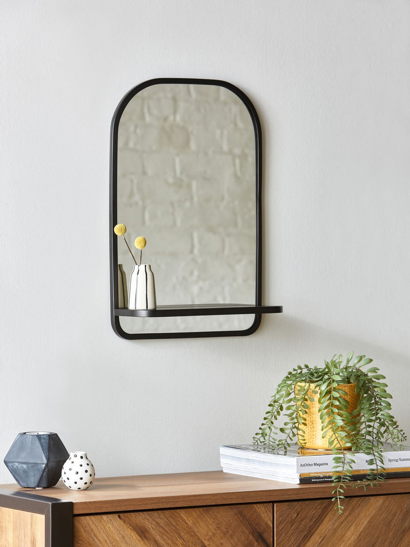 Black shelf wall mirror 45cm x 31cm - British product