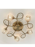 Gallery Home antique brass flush ceiling light with glass beads - British product