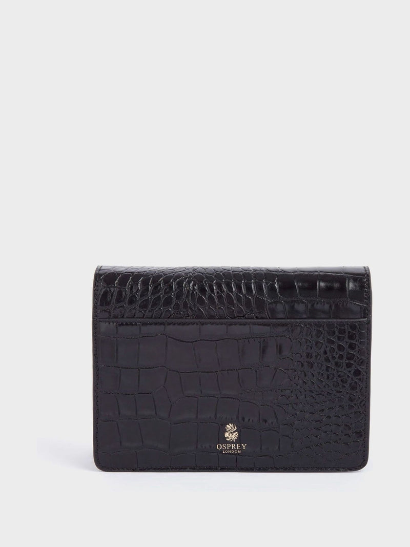 Osprey London black Wentworth Italian leather clutch, imported from the UK