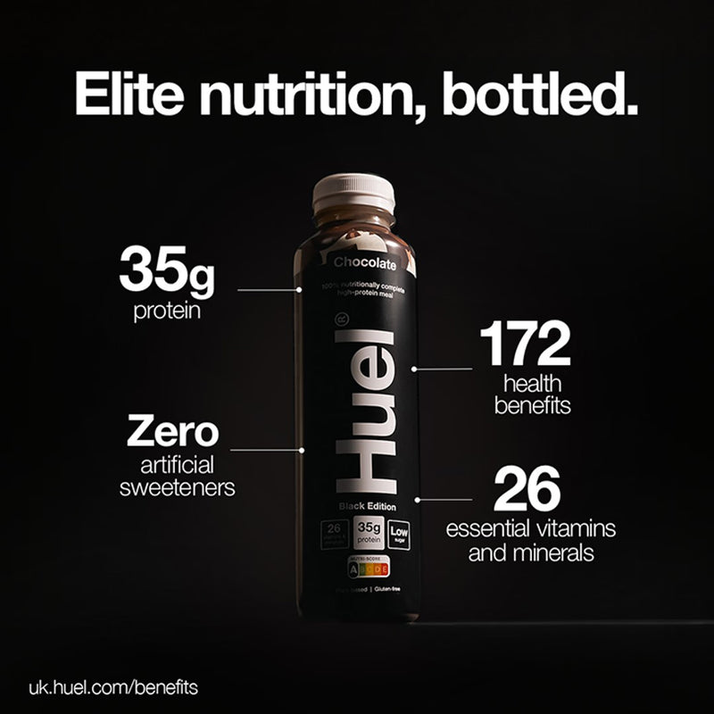 Huel Black Edition meal replacement chocolate 500ml, UK version