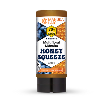Holland & Barrett Manuka Lab Multifloral Manuka Honey Blueberry Squeeze 330g- Buy online at McGrocer
