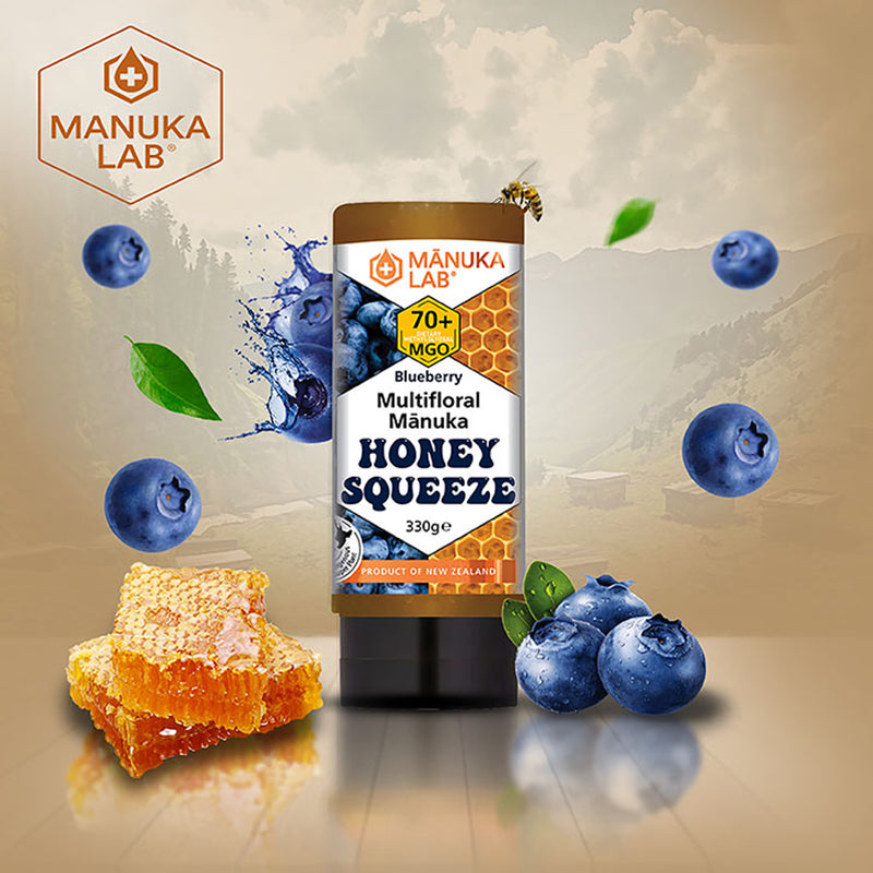 Manuka Lab multifloral honey blueberry squeeze 330g (British brand)