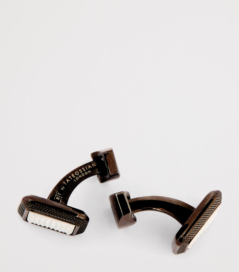 Tateossian Spazio square mother-of-pearl cufflinks - British product