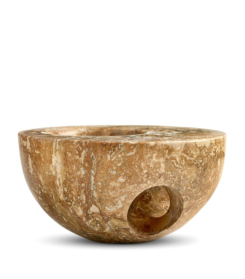 Marchanta 01 Mini Dark Travertine candle holder 18cm (British brand)