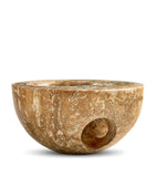 Marchanta 01 Mini Dark Travertine candle holder 18cm (British brand)