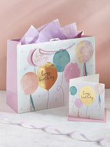 Next Pink Pastel Balloon Gift Bag and Card Set- Buy online at McGrocer