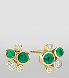 Boodles Raindance stud earrings yellow gold diamonds emeralds (British brand)