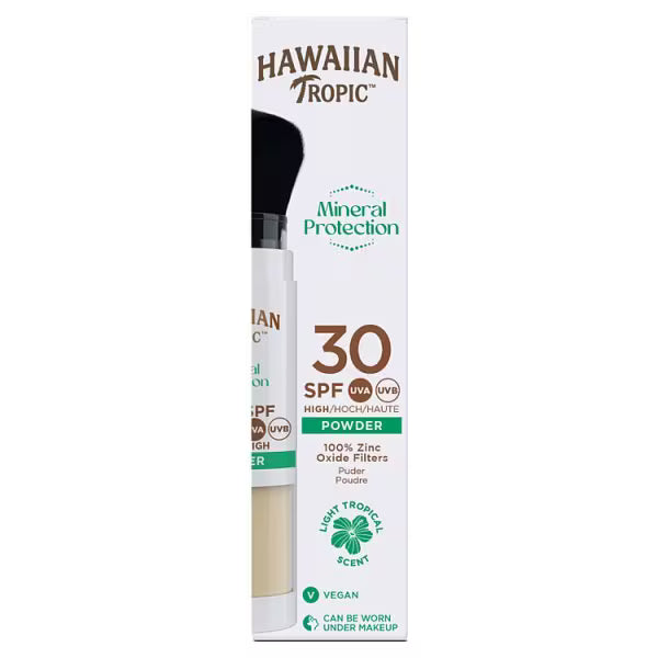 Hawaiian Tropic mineral sunscreen powder brush SPF 30, UK version