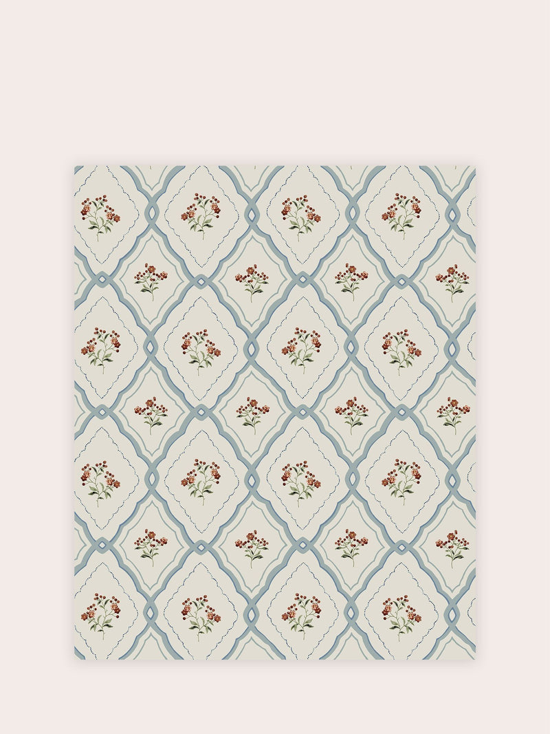 Laura Ashley wallpaper Pale Seaspray Blue Pinford Trellis 10m, imported from the UK