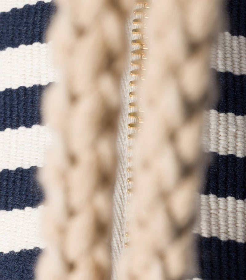 Miu Miu Stripe Logo pouch cotton grosgrain leather trims, imported from the UK