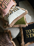 Rockett St George Leopard Love velvet fringe cushion 45x45cm, UK version