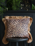 Rockett St George Leopard Love velvet fringe cushion 45x45cm, UK version