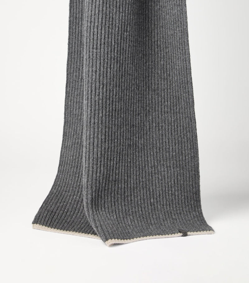 Brunello Cucinelli cashmere English rib scarf 70x235cm, UK version