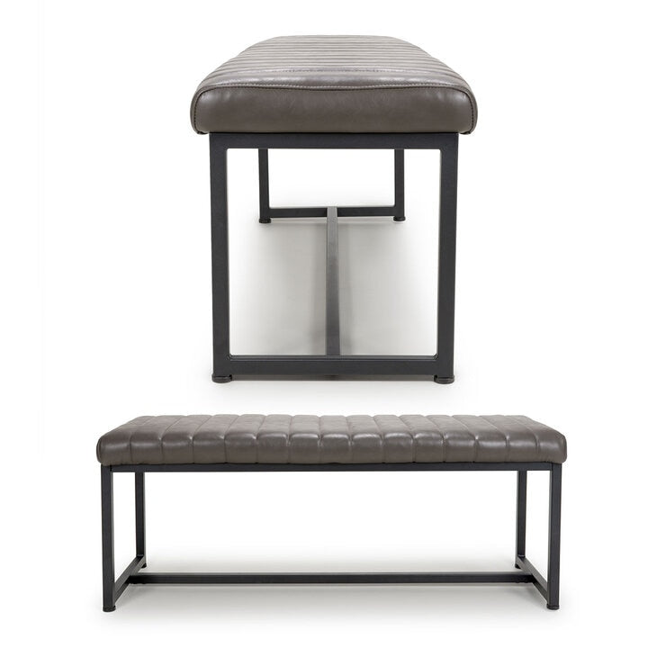 Shankar Archer grey faux leather dining bench, UK version
