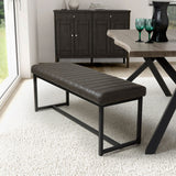 Shankar Archer grey faux leather dining bench, UK version