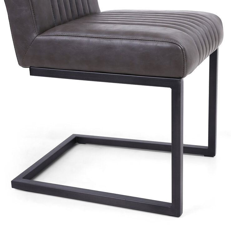 Shankar grey faux leather cantilever dining chair 2 pack, UK version