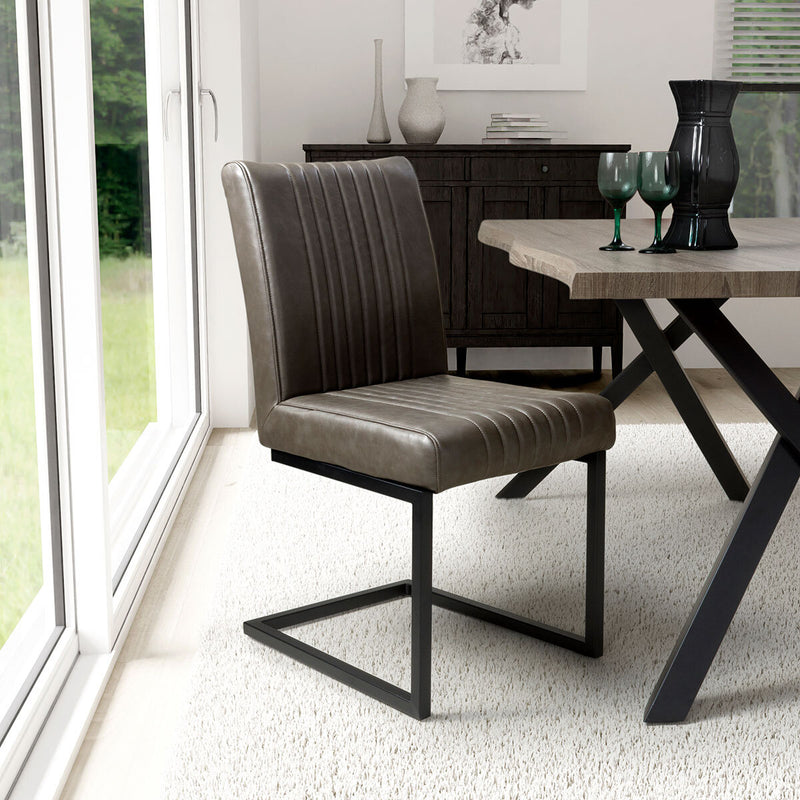 Shankar grey faux leather cantilever dining chair 2 pack, UK version