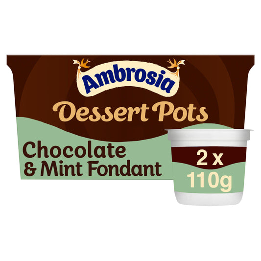 Ambrosia Ready To Eat Belgian Chocolate & Mint Fondant Sauce Dessert Pots 2x110g GOODS Sainsburys   