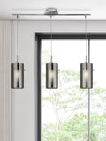 Searchlight Basil chrome pendant light smoked glass frosted inner 3-light - British product