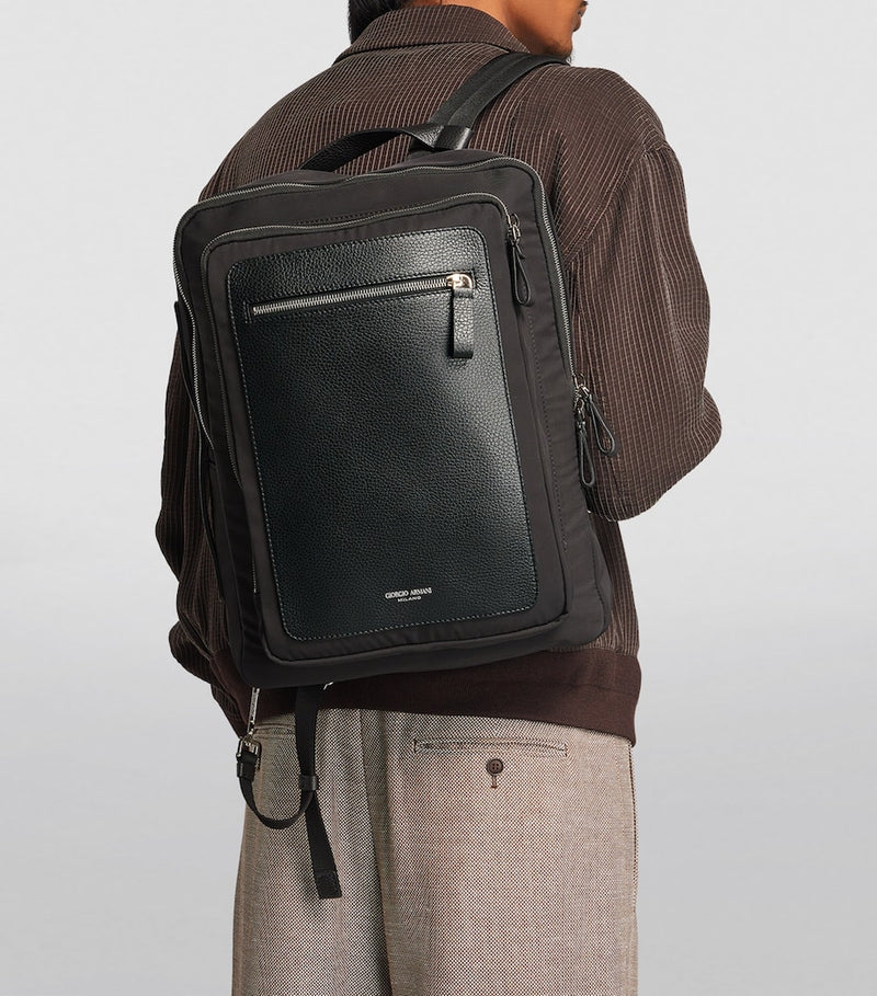 Giorgio Armani backpack recycled polyester leather trims - British product