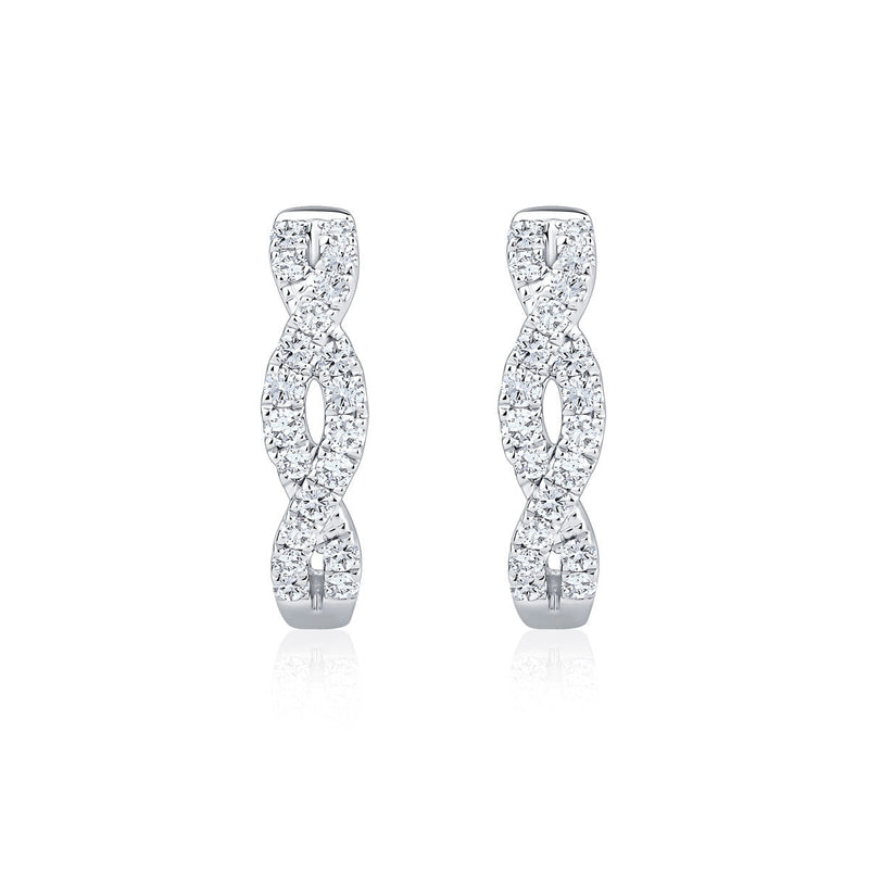 Round brilliant diamond twist hoop earrings 0.30ctw 18ct white gold, UK version