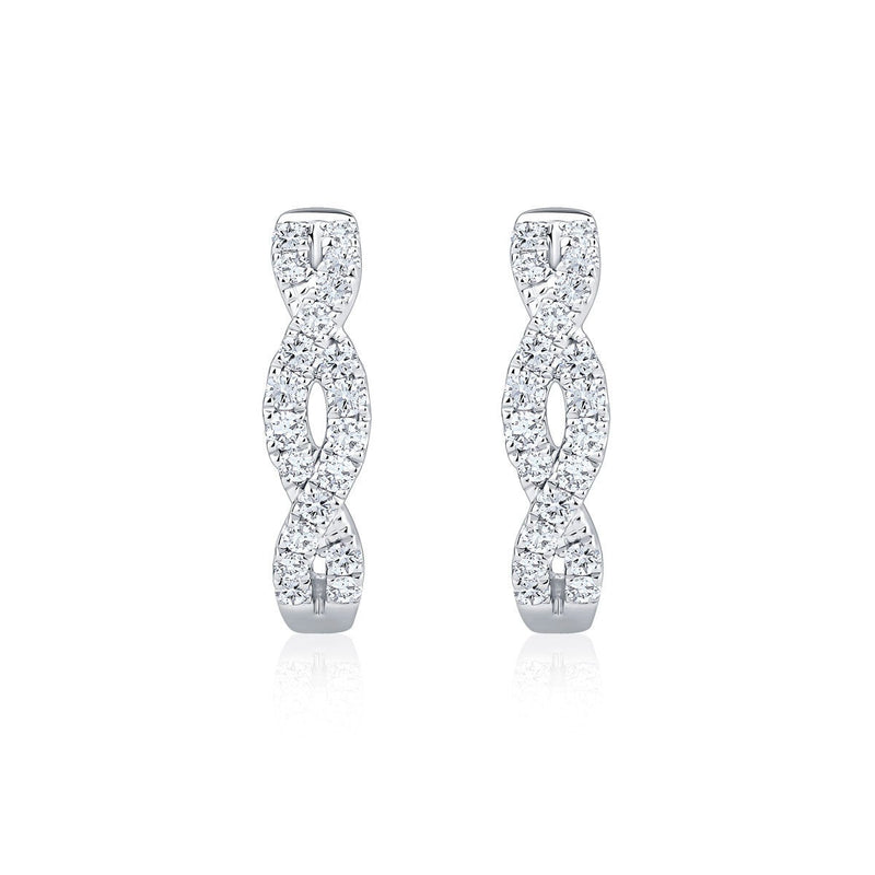 Round brilliant diamond twist hoop earrings 0.30ctw 18ct white gold, UK version