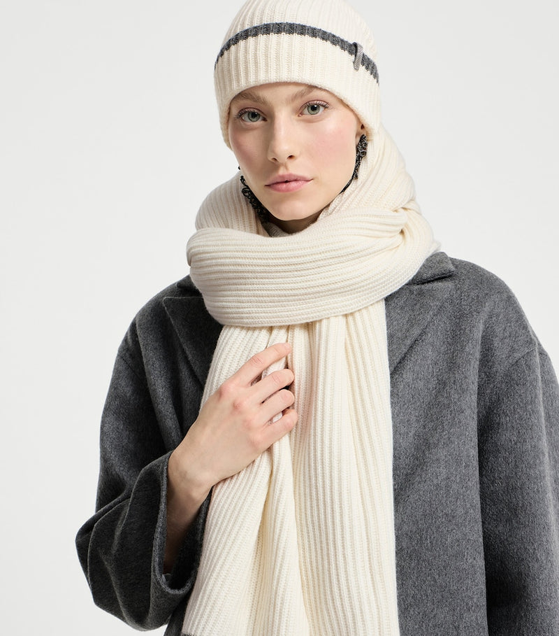 Brunello Cucinelli cashmere ribbed scarf 235cm, UK version