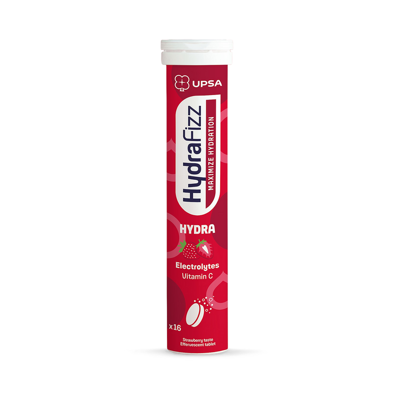 Hydrafizz Strawberry effervescent hydration tablets, imported from the UK