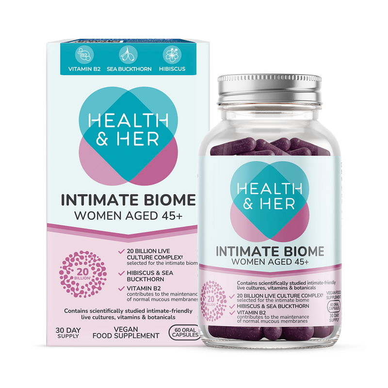 Health & Her Intimate Biome 45+ 60 capsules, imported from the UK