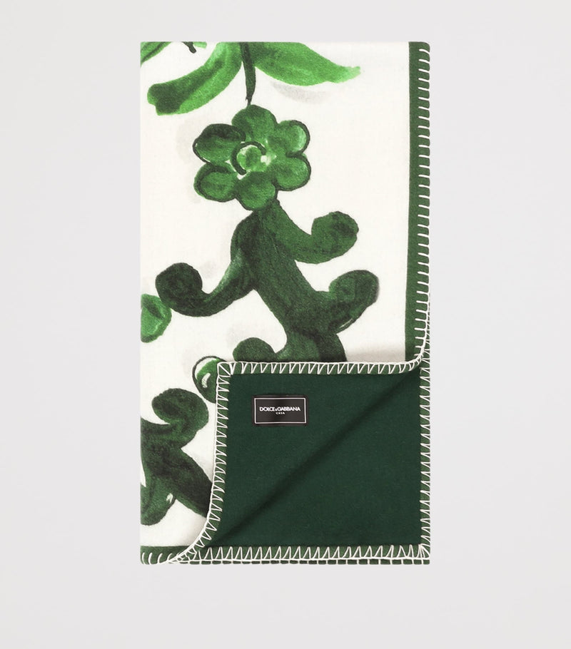Dolce&Gabbana Casa wool-silk Majolica print throw 140cm x 180cm - British product
