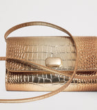Jeffrey Levinson leather croc-embossed clutch bag compact UK version
