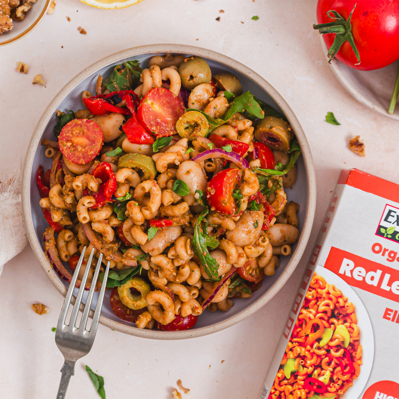 Explore Cuisine red lentil elbow pasta 225g (British brand)