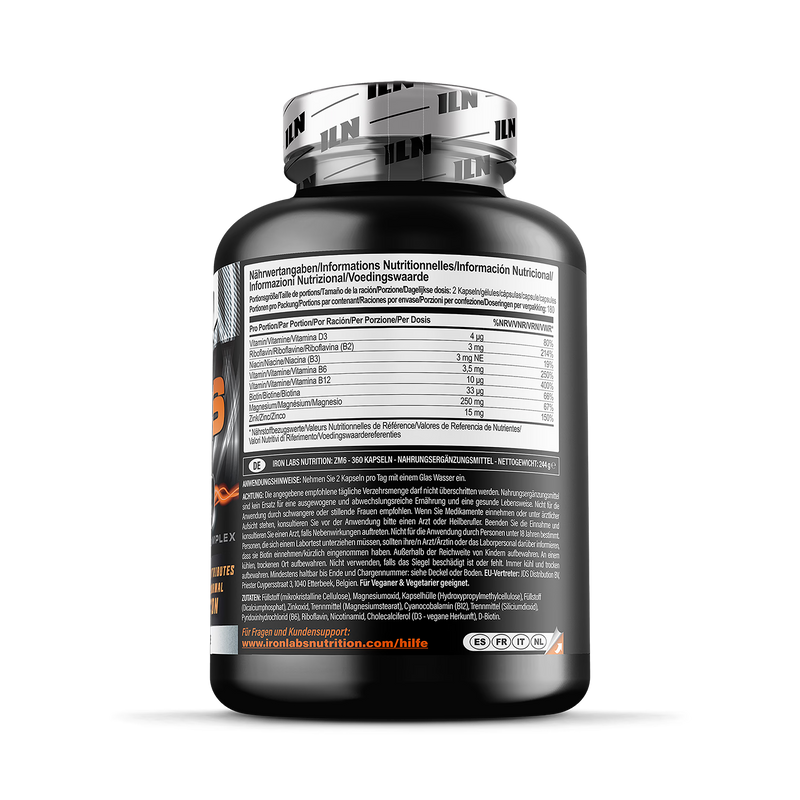Iron Labs ZM6 zinc magnesium vitamin B6 capsules 360 - British product