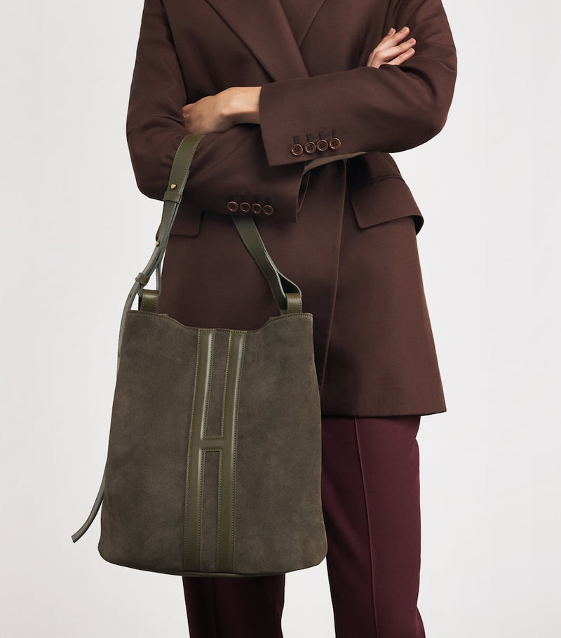 Harrods x Tusting suede H tote bag - British product