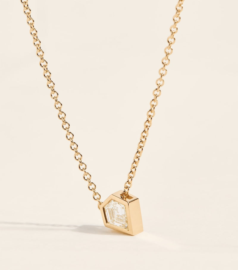 Azlee yellow gold shield diamond trace chain necklace - British product