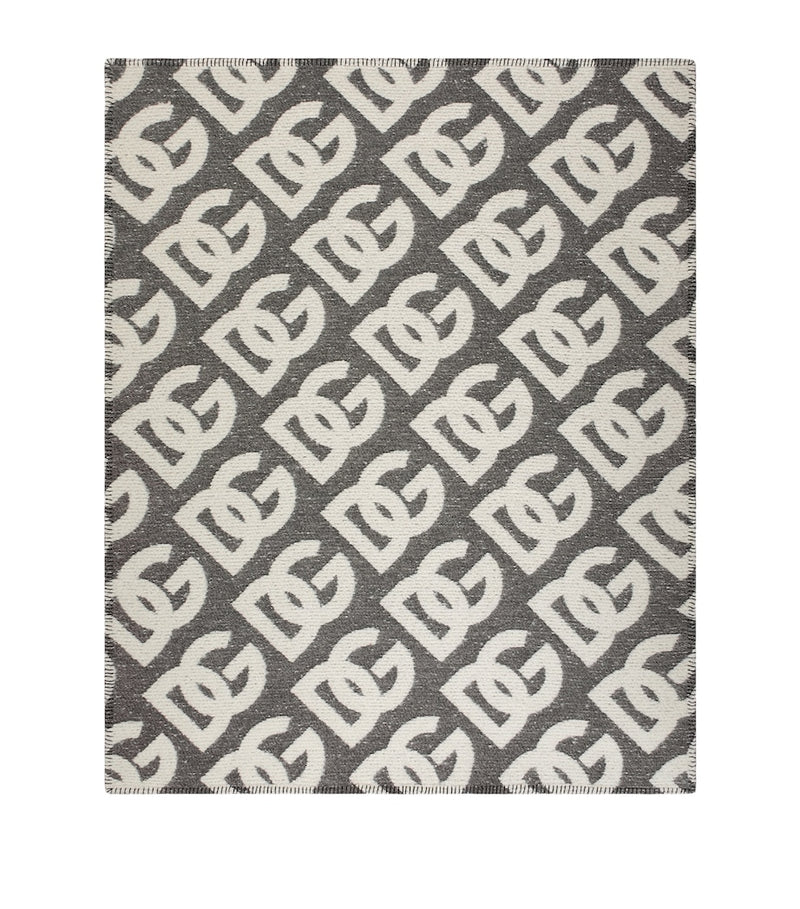 Dolce&Gabbana Casa wool-cashmere-silk logo throw 140x180cm, imported from the UK