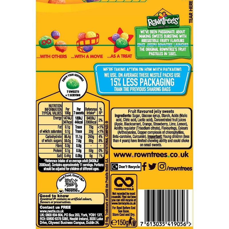 Rowntree's Jelly Tots sweet multipack 10 x 150g, imported from the UK