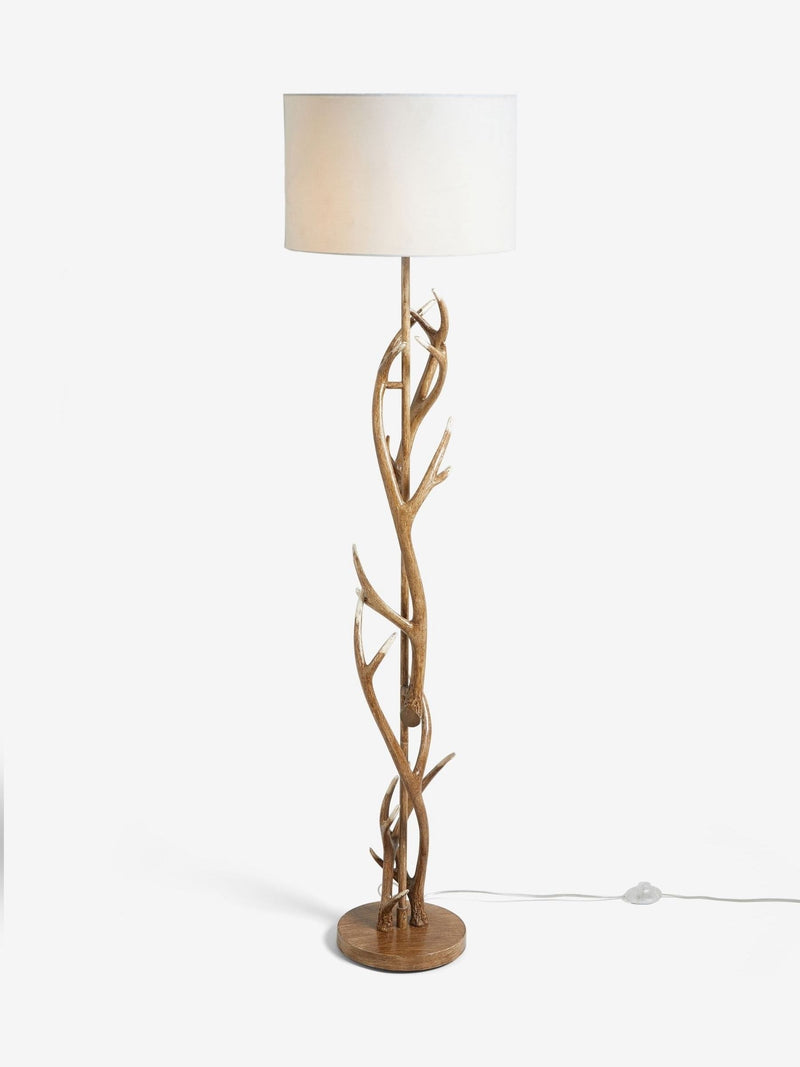 Antler floor lamp hand painted finish fabric shade imported from the UK