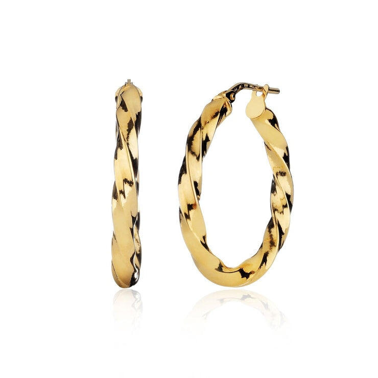 Costco 14ct yellow gold twisted hoop earrings - British product