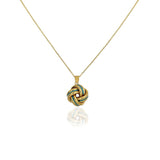 Costco gold enamel love knot necklace, imported from the UK