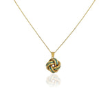 Costco gold enamel love knot necklace, imported from the UK