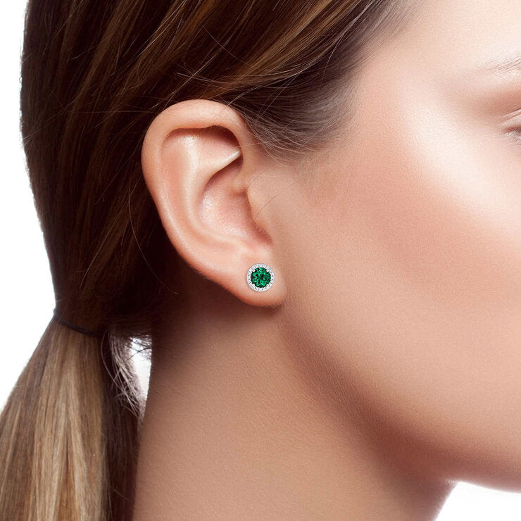 Costco lab emerald diamond earrings 14ct white gold, imported from the UK