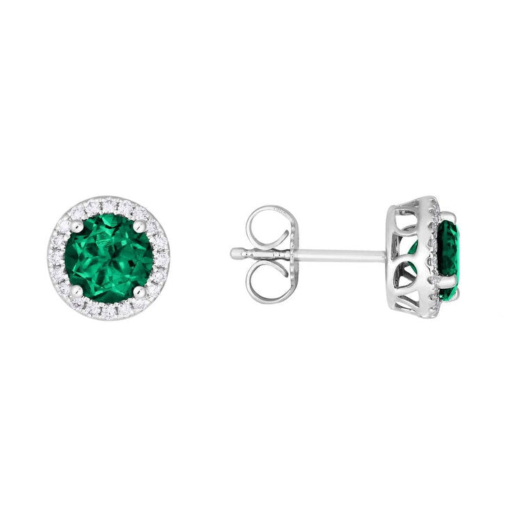 Costco lab emerald diamond earrings 14ct white gold, imported from the UK