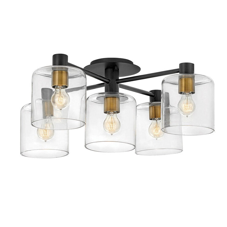 Quintiesse 5-light chandelier black and heritage brass - British product